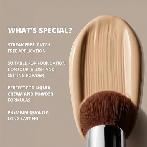Lamora Flat Top Kabuki Foundation Brush - Black | Dense Synthetic Bristles for Flawless Makeup Application thumbnail 8