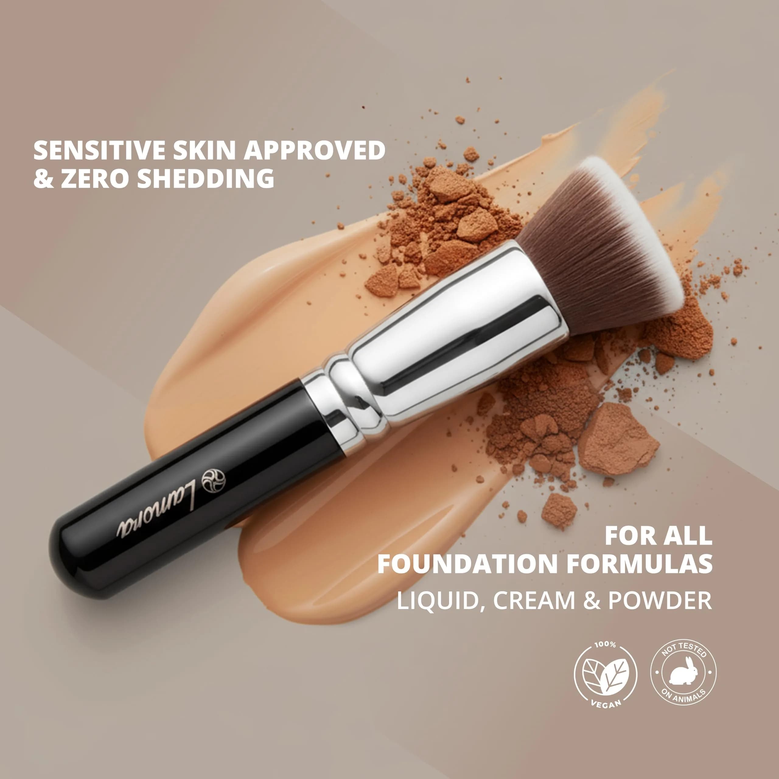 Lamora Flat Top Kabuki Foundation Brush - Black | Dense Synthetic Bristles for Flawless Makeup Application - view 4