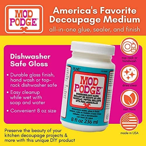 Mod Podge Dishwasher Safe Waterbased Sealer Glue and Finish 237ml (8 fl oz) | Glossy Finish for Decoupage Projects thumbnail 2