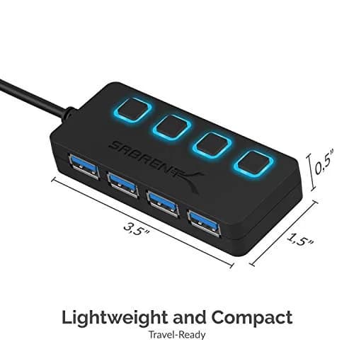 Sabrent 4-Port USB 3.0 Hub with Individual Power Switches & LED Indicators (HB-UM43) | 5Gbps Data Transfer thumbnail 6