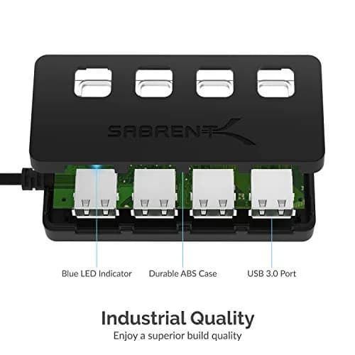 Sabrent 4-Port USB 3.0 Hub with Individual Power Switches & LED Indicators (HB-UM43) | 5Gbps Data Transfer thumbnail 8