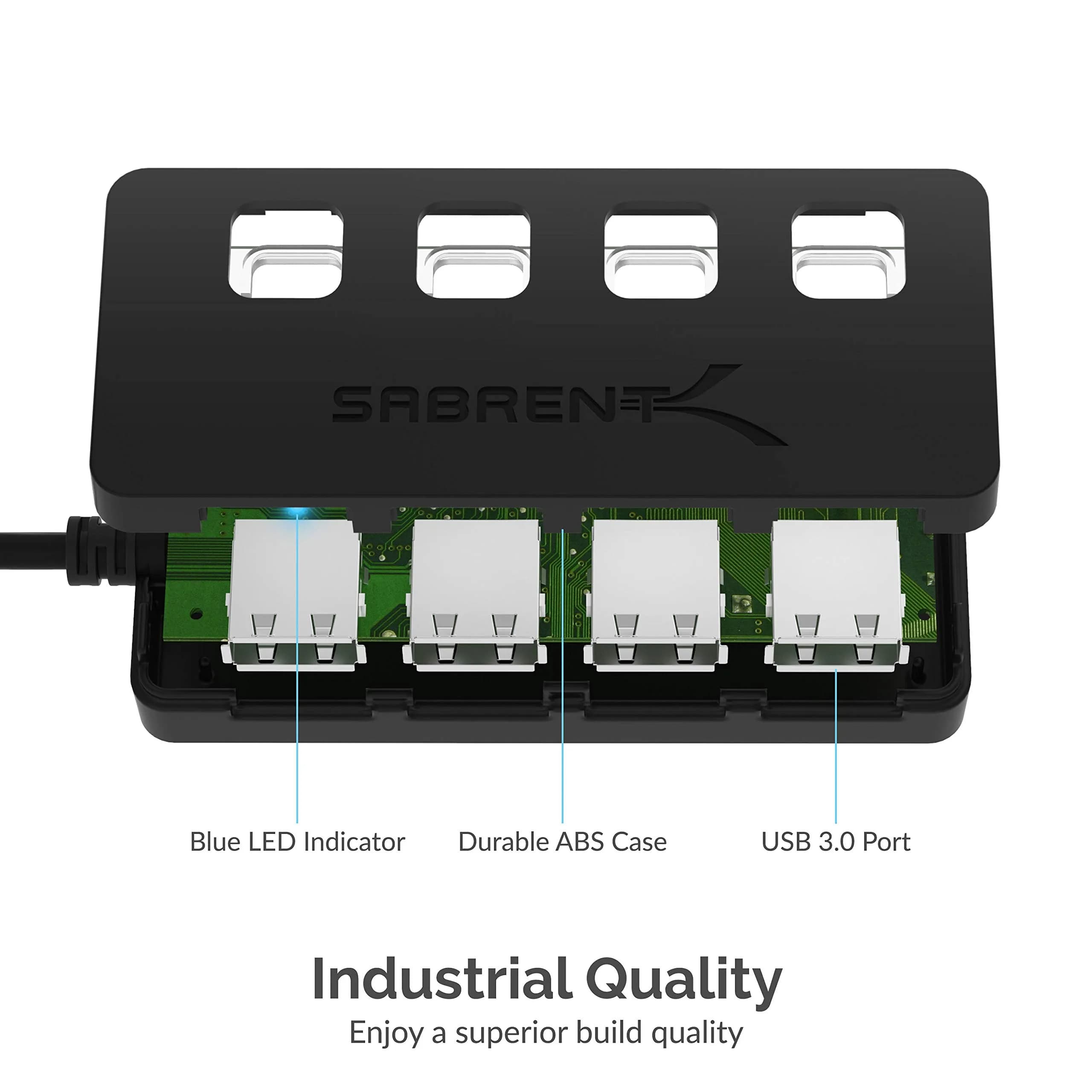 Sabrent 4-Port USB 3.0 Hub with Individual Power Switches & LED Indicators (HB-UM43) | 5Gbps Data Transfer - view 8