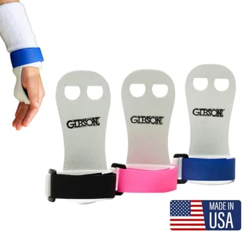 Gibson Athletic Rainbow Gymnastics Grips for Beginners, Medium, 2-Pack | Leather Hand Protection with Hook & Loop Closure thumbnail 1