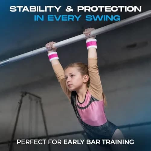Gibson Athletic Rainbow Gymnastics Grips for Beginners, Medium, 2-Pack | Leather Hand Protection with Hook & Loop Closure thumbnail 4