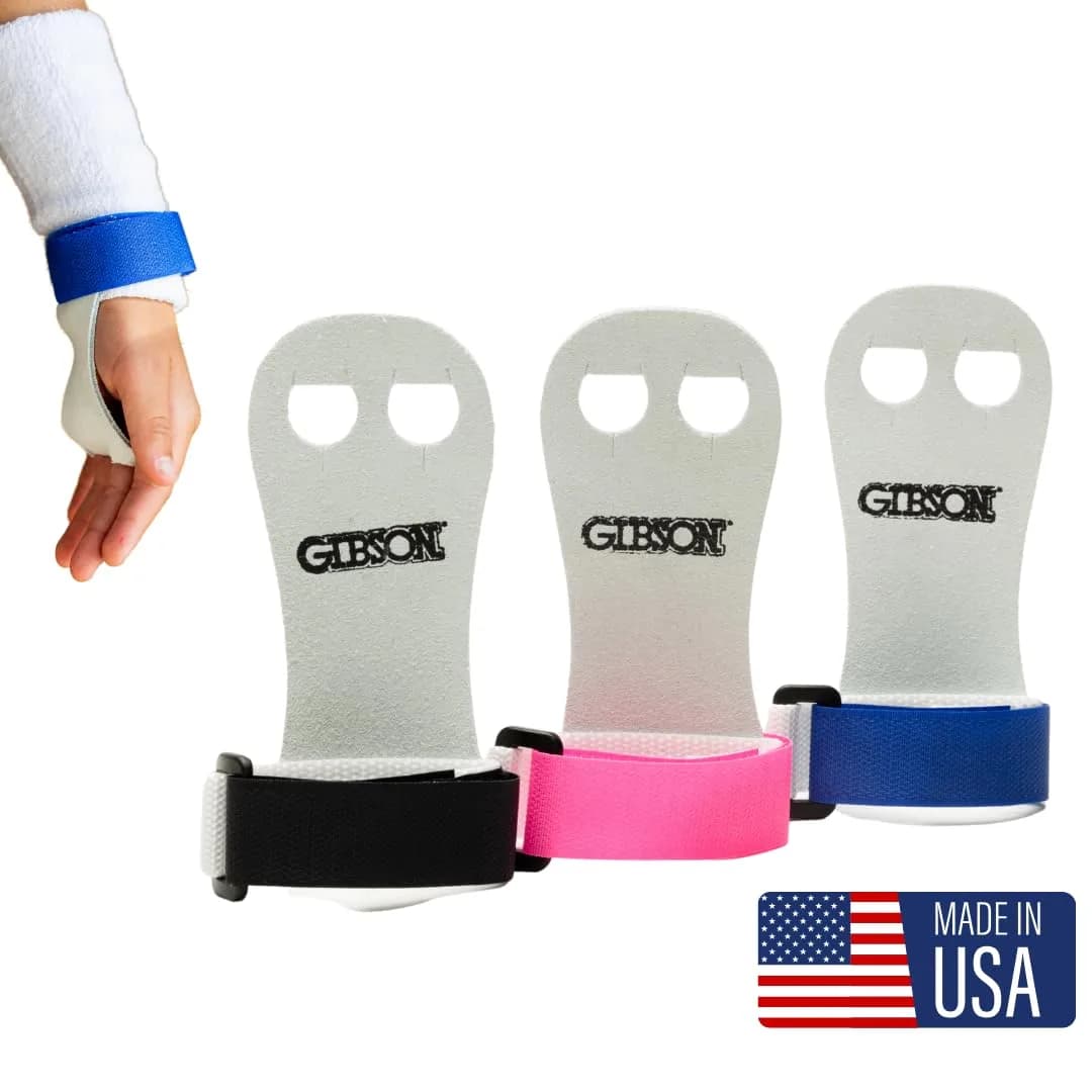Gibson Athletic Rainbow Gymnastics Grips for Beginners, Large, Black | Leather Hand Grips for Bars & Rings - main product image