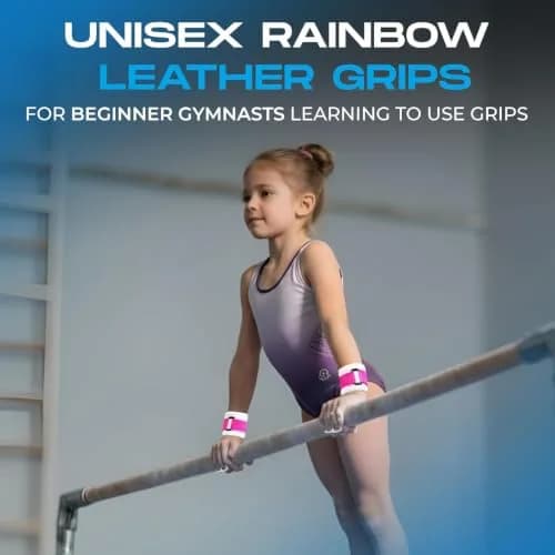 Gibson Athletic Rainbow Gymnastics Grips for Beginners, Medium, Blue | Enhanced Grip & Control thumbnail 4