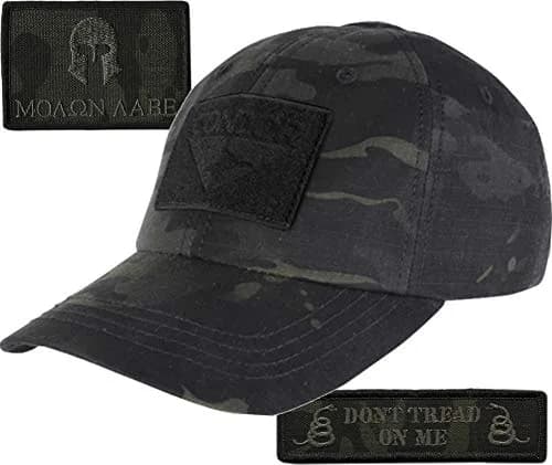 Gadsden and Culpeper Multicam-Black Tactical Patch & Hat Bundle (Molon Labe/DTOM Patches) | Adjustable Military Cap in USA thumbnail 1