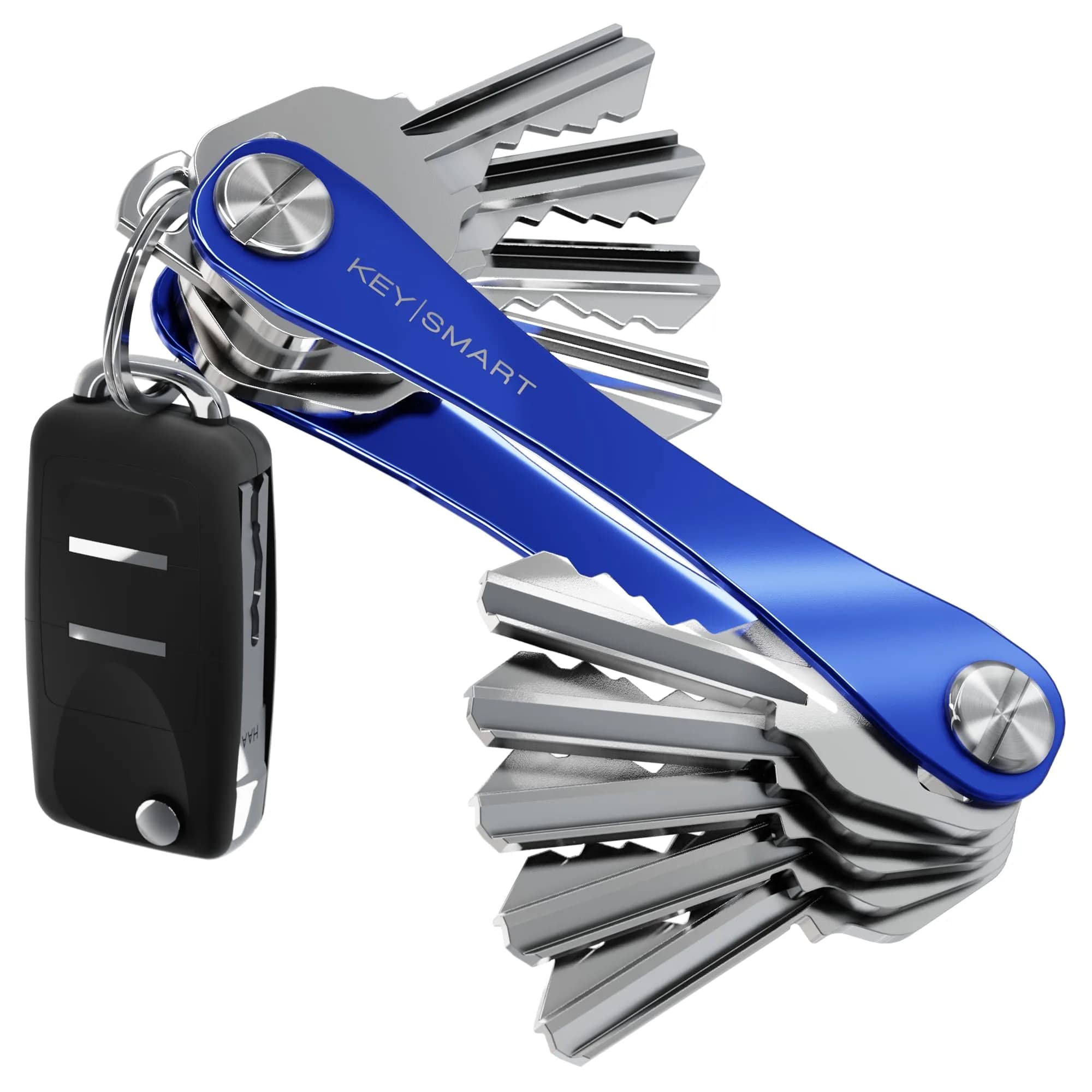 KeySmart Original Key Holder Blue for 14 Keys | Compact Clutter-Free EDC Keychain Organizer — Blue