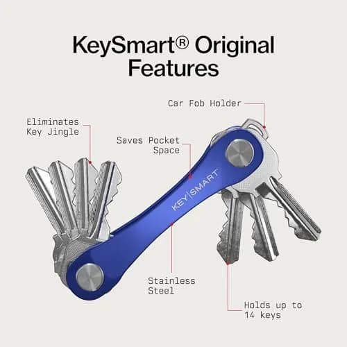 KeySmart Original Key Holder Blue for 14 Keys | Compact Clutter-Free EDC Keychain Organizer thumbnail 7