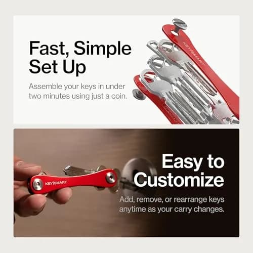 KeySmart Original Key Holder Red for 14 Keys | Compact Clutter-Free Keychain Organizer thumbnail 4