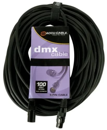 adj Power Cord 100ft, 5 PIN DMX Cable, Black | Shielded, Professional Stage Lighting thumbnail 1