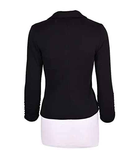 Auliné Collection Women's Casual Work Solid Color Knit Blazer Black | Lightweight & Stretchy thumbnail 2