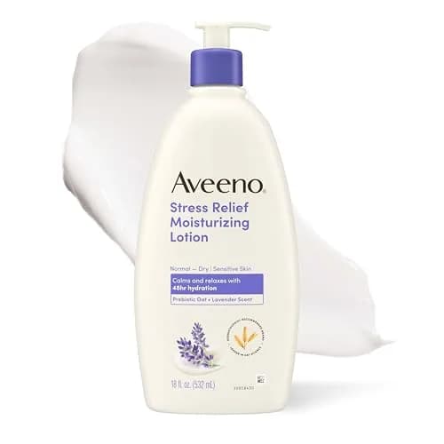 Aveeno Stress Relief Moisturizing Body Lotion, Lavender Scent with Prebiotic Oat, 532ml (18 Fl Oz Pack of 3) | 48-Hour Hydration for Sensitive Skin thumbnail 1