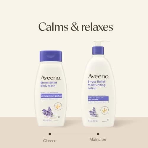Aveeno Stress Relief Moisturizing Body Lotion, Lavender Scent with Prebiotic Oat, 532ml (18 Fl Oz Pack of 3) | 48-Hour Hydration for Sensitive Skin thumbnail 8