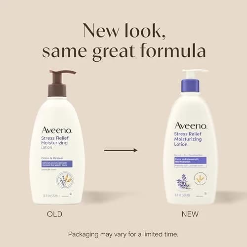 Aveeno Stress Relief Moisturizing Body Lotion, Lavender Scent with Prebiotic Oat, 532ml (18 Fl Oz Pack of 3) | 48-Hour Hydration for Sensitive Skin thumbnail 2