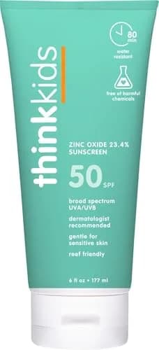 Thinkkids Kids Sunscreen SPF 50+ Mineral Formula 177ml (6 Fl Oz) | Water Resistant & Reef Safe thumbnail 1