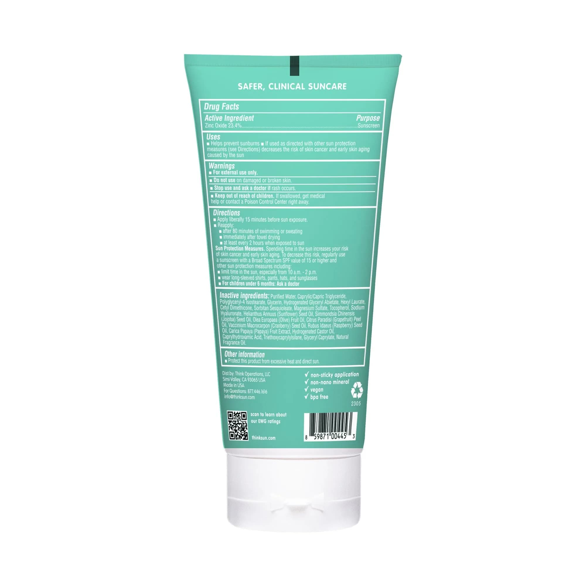 Thinkkids Kids Sunscreen SPF 50+ Mineral Formula 177ml (6 Fl Oz) | Water Resistant & Reef Safe - view 4