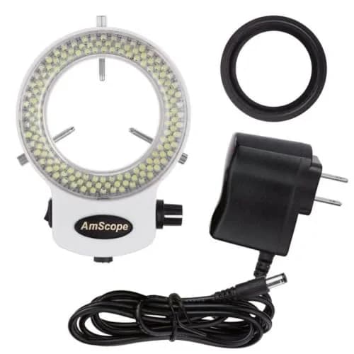 AmScope LED-144W-ZK 144 LED Ring Light Illuminator White | Adjustable Shadow-Free Illumination thumbnail 1