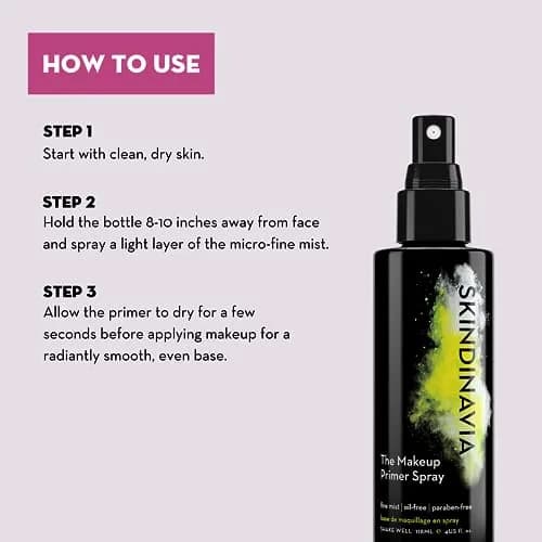 Skindinavia Makeup Primer Spray 4 oz | Hydrating, Water-Resistant Base Layer for Flawless Makeup thumbnail 2