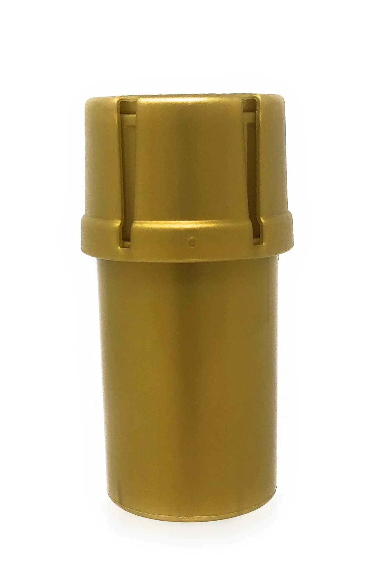 MedTainer Gold Storage Container with Built-In Grinder - 4.5cm W x 9cm H (1.6" x 3.6") — Gold