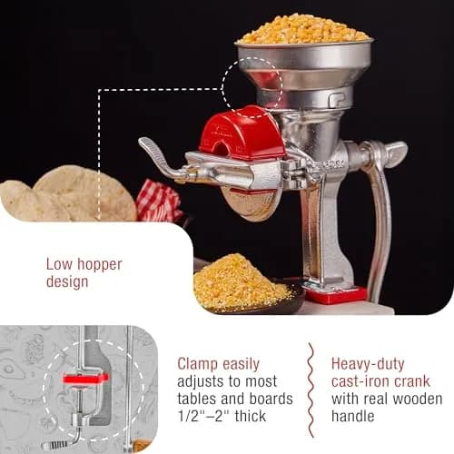 Victoria Manual Cast Iron Grain Mill 1200g with Low Hopper | Durable Hand-Crank Food Grinder thumbnail 8