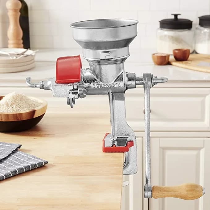 Victoria Manual Cast Iron Grain Mill 1200g with Low Hopper | Durable Hand-Crank Food Grinder thumbnail 2