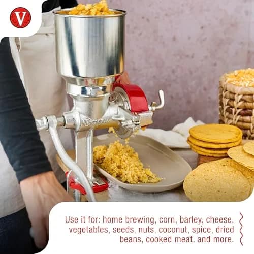 Victoria Manual Cast Iron Grain Mill 2400g with High Hopper | Durable Hand Grinder for Wheat & Spices thumbnail 4
