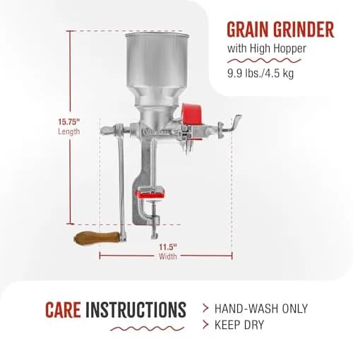 Victoria Manual Cast Iron Grain Mill 2400g with High Hopper | Durable Hand Grinder for Wheat & Spices thumbnail 7