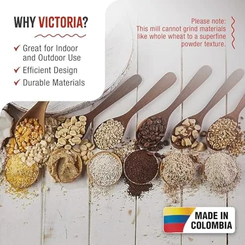 Victoria Manual Cast Iron Grain Mill 2400g with High Hopper | Durable Hand Grinder for Wheat & Spices thumbnail 3