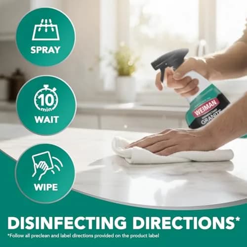 Weiman Disinfectant Granite & Stone Daily Clean & Shine - 12 fl oz (2 Pack) | Disinfects & Revitalizes Sealed Surfaces thumbnail 9