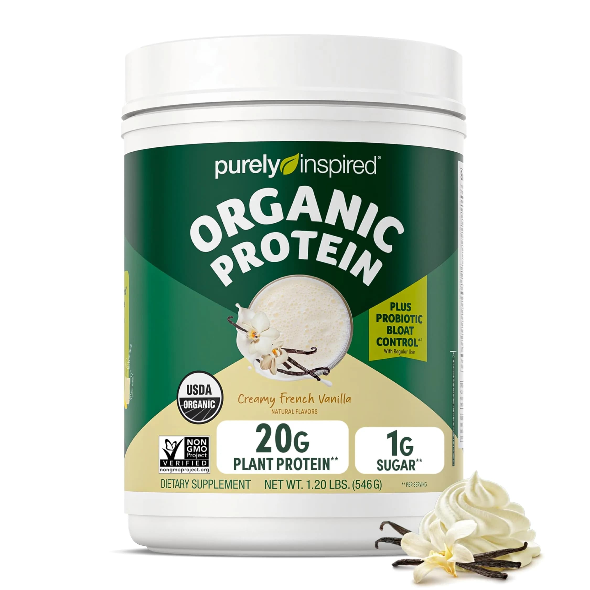 Purely Inspired Plant-Based Protein Powder, Creamy French Vanilla | 20g Vegan Organic Shake