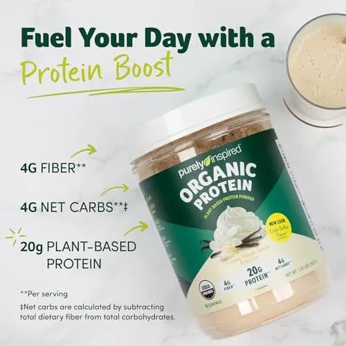 Purely Inspired Plant-Based Protein Powder, Creamy French Vanilla | 20g Vegan Organic Shake thumbnail 2