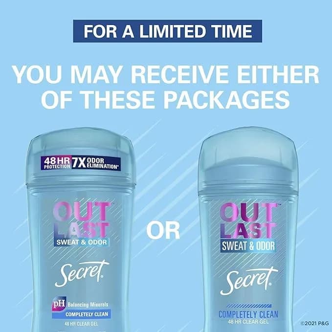 Secret Outlast Clear Gel Antiperspirant Deodorant Completely Clean 76ml (2.6 oz) | 48-Hour Odor Protection - view 3