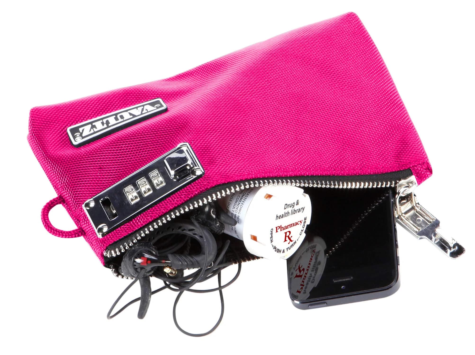 Vaultz Pink 5x8 Inch Locking Accessories Pouch with Patented Lock - view 3