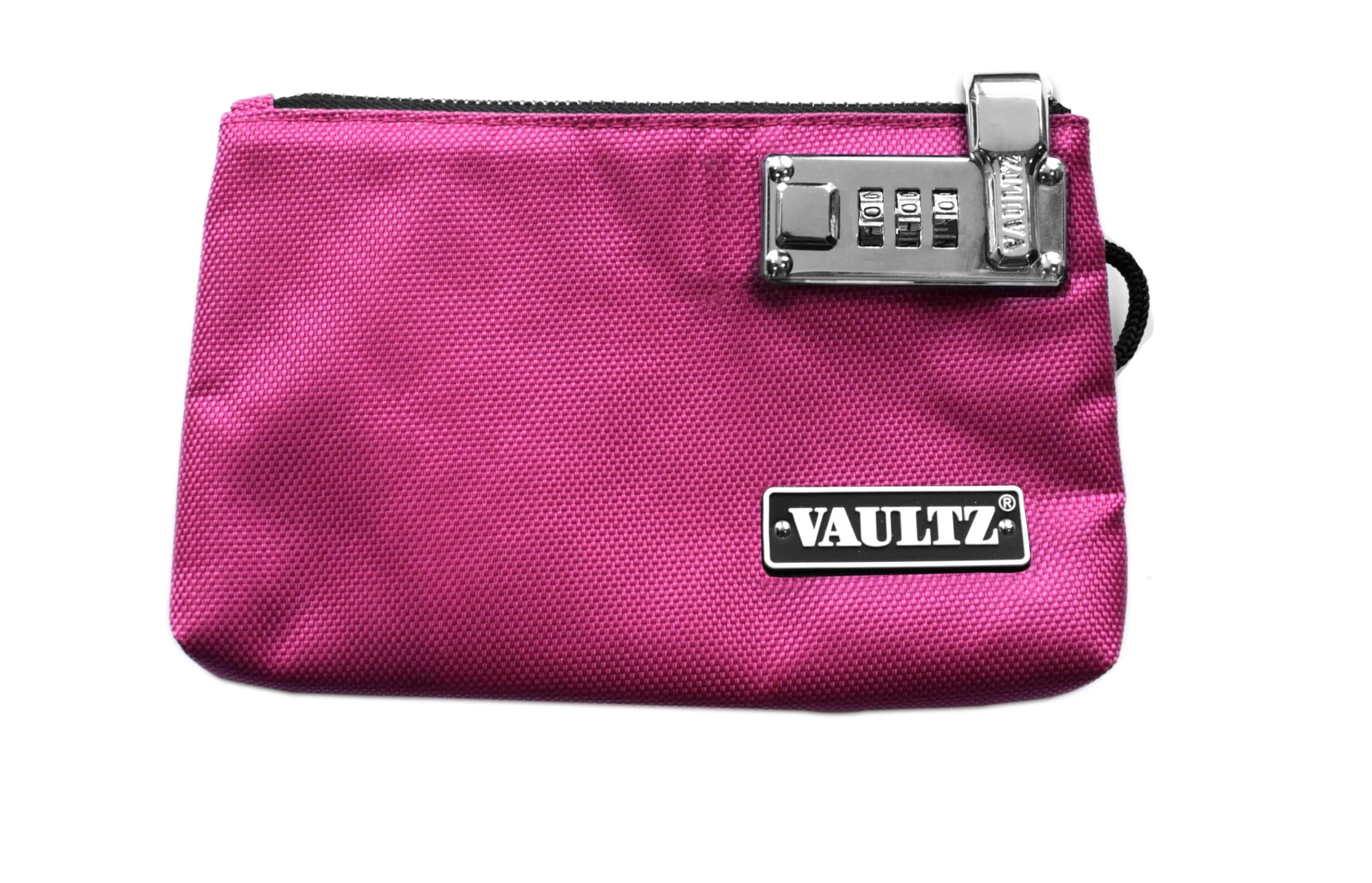 Vaultz Locking Accessories Pouch, Zippered Storage, 12.7cm x 20.3cm (5 x 8 Inches) | Secure Valuables with Patented Lock — Pink / 5x8