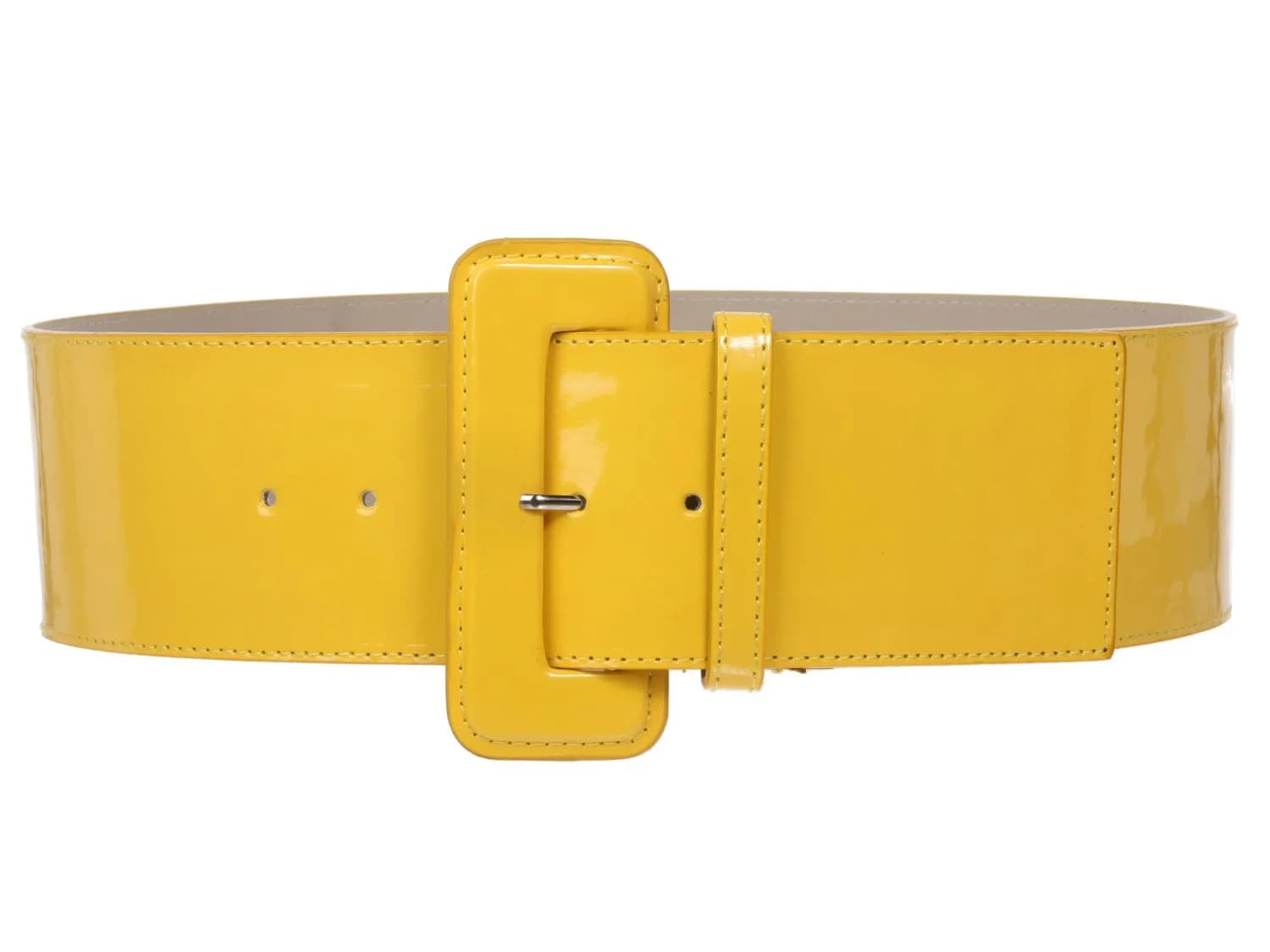 Beltiscool Ladies High Waist Wide Patent Leather Belt 36" Dark Red | Bold Fashion Accessory — Yellow / L/XL - 40"