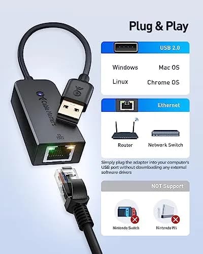 Cable Matters 2-Pack USB 2.0 to Ethernet Adapter | Plug & Play, 100 Mbps, Compact, Compatible with Windows, macOS, Linux thumbnail 4