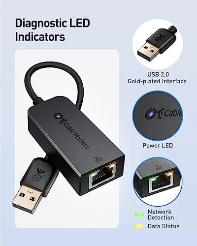 Cable Matters 2-Pack USB 2.0 to Ethernet Adapter | Plug & Play, 100 Mbps, Compact, Compatible with Windows, macOS, Linux thumbnail 5