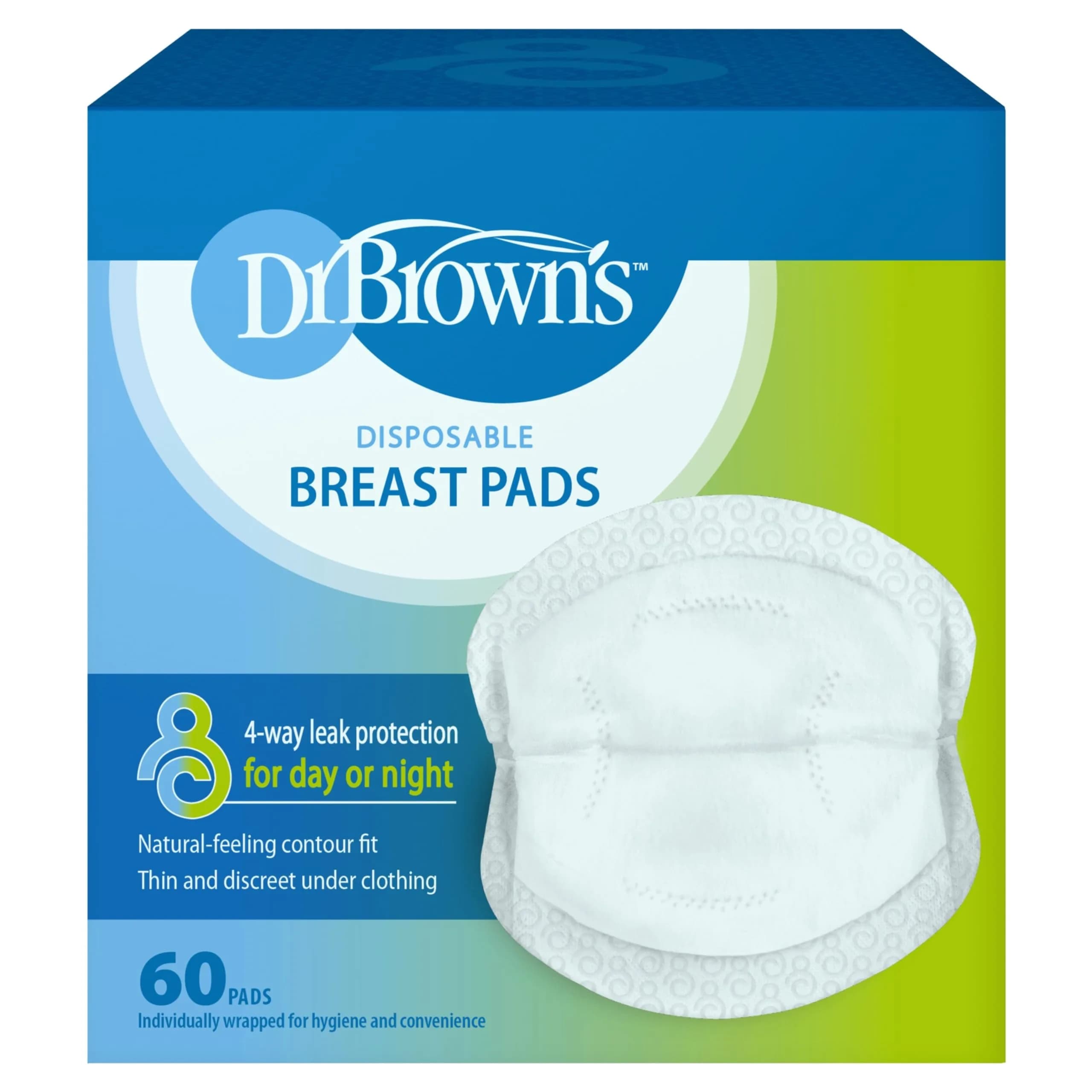 Dr. Brown's Disposable Breast Pads 60 Count | Absorbent Nursing Pads, Leakproof Protection, Discreet Fit - main product image