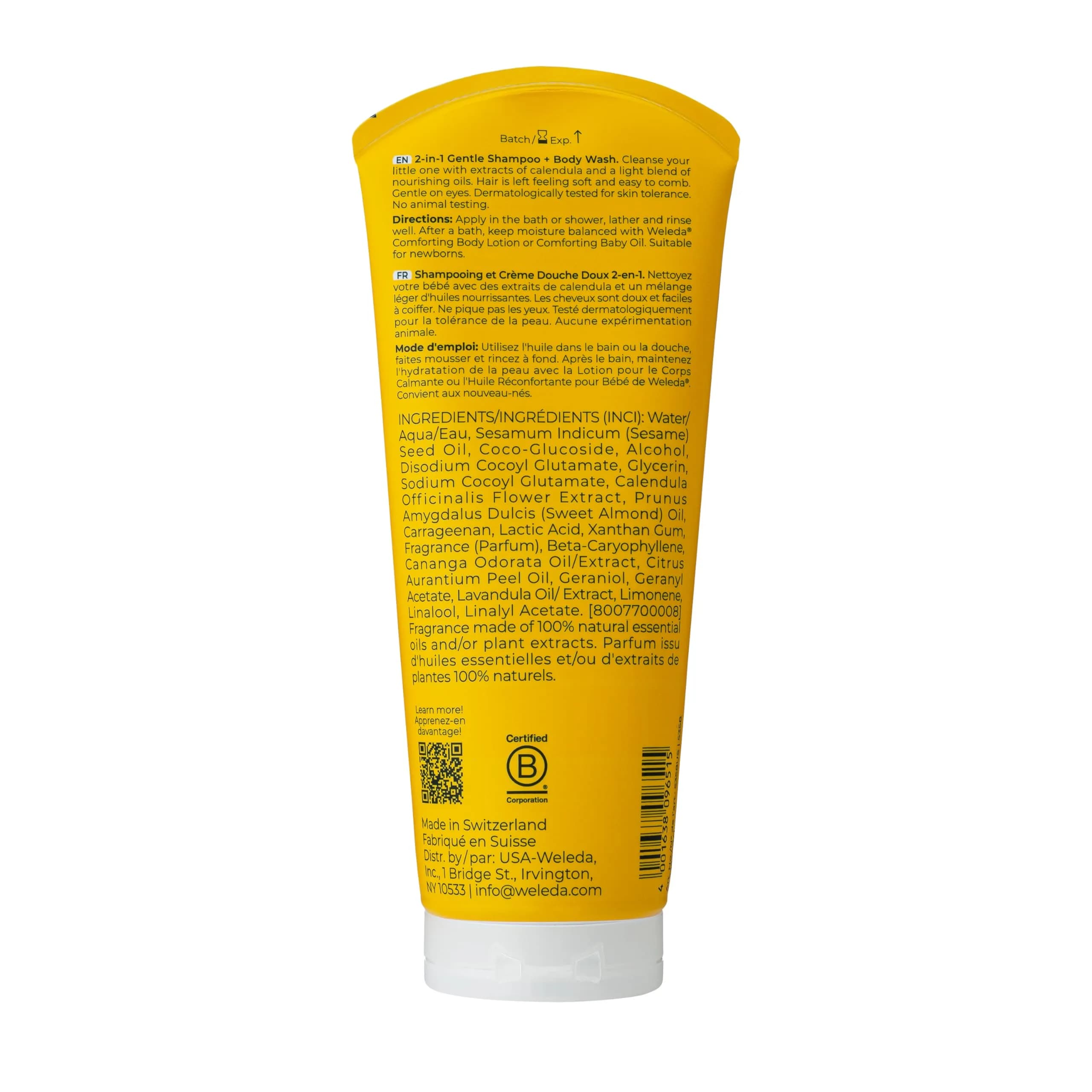 Weleda Baby Calendula 2-in-1 Gentle Shampoo and Body Wash 200ml (6.8 Fl Oz) | Tear-Free Cleanser for Sensitive Skin - view 6