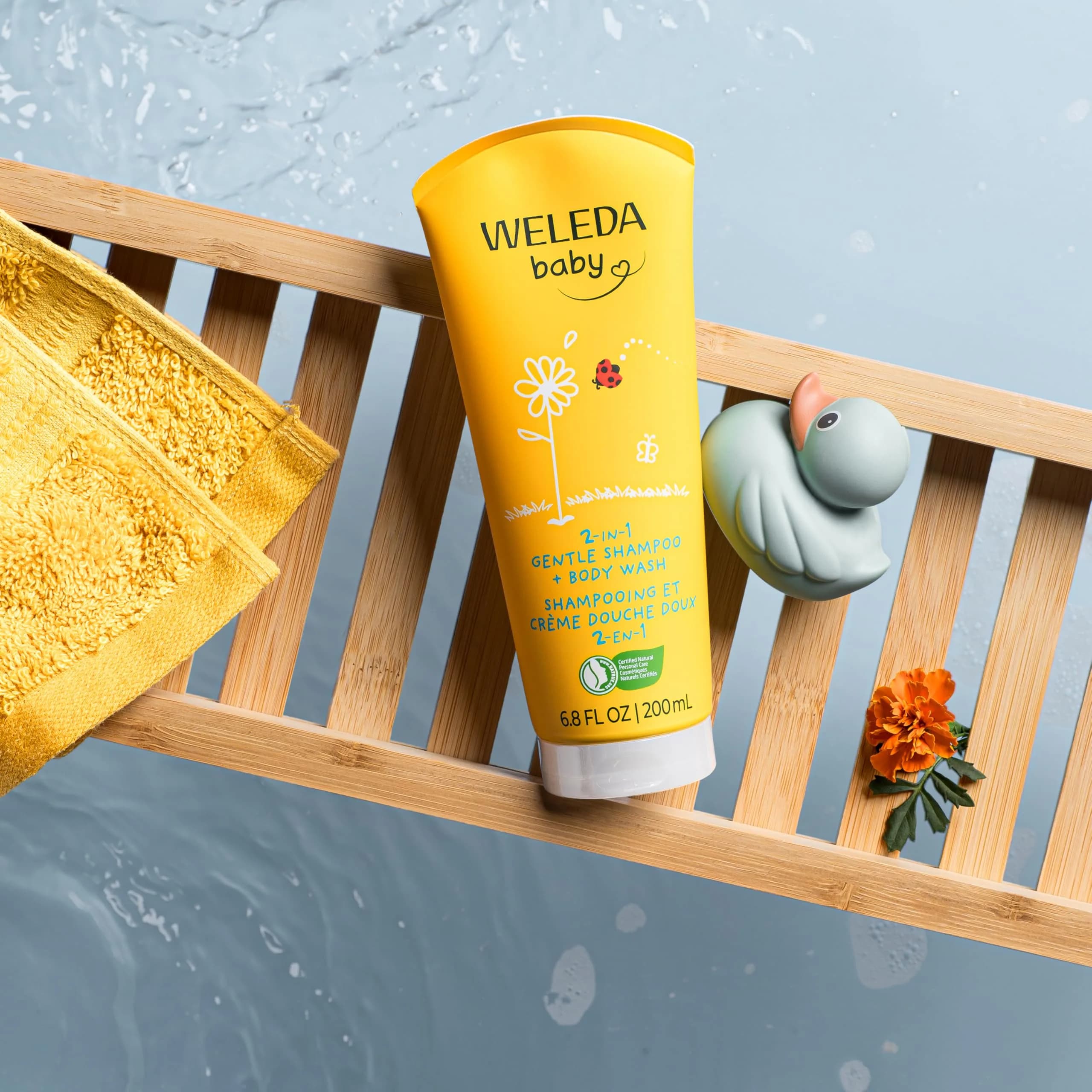 Weleda Baby Calendula 2-in-1 Gentle Shampoo and Body Wash 200ml (6.8 Fl Oz) | Tear-Free Cleanser for Sensitive Skin - view 2