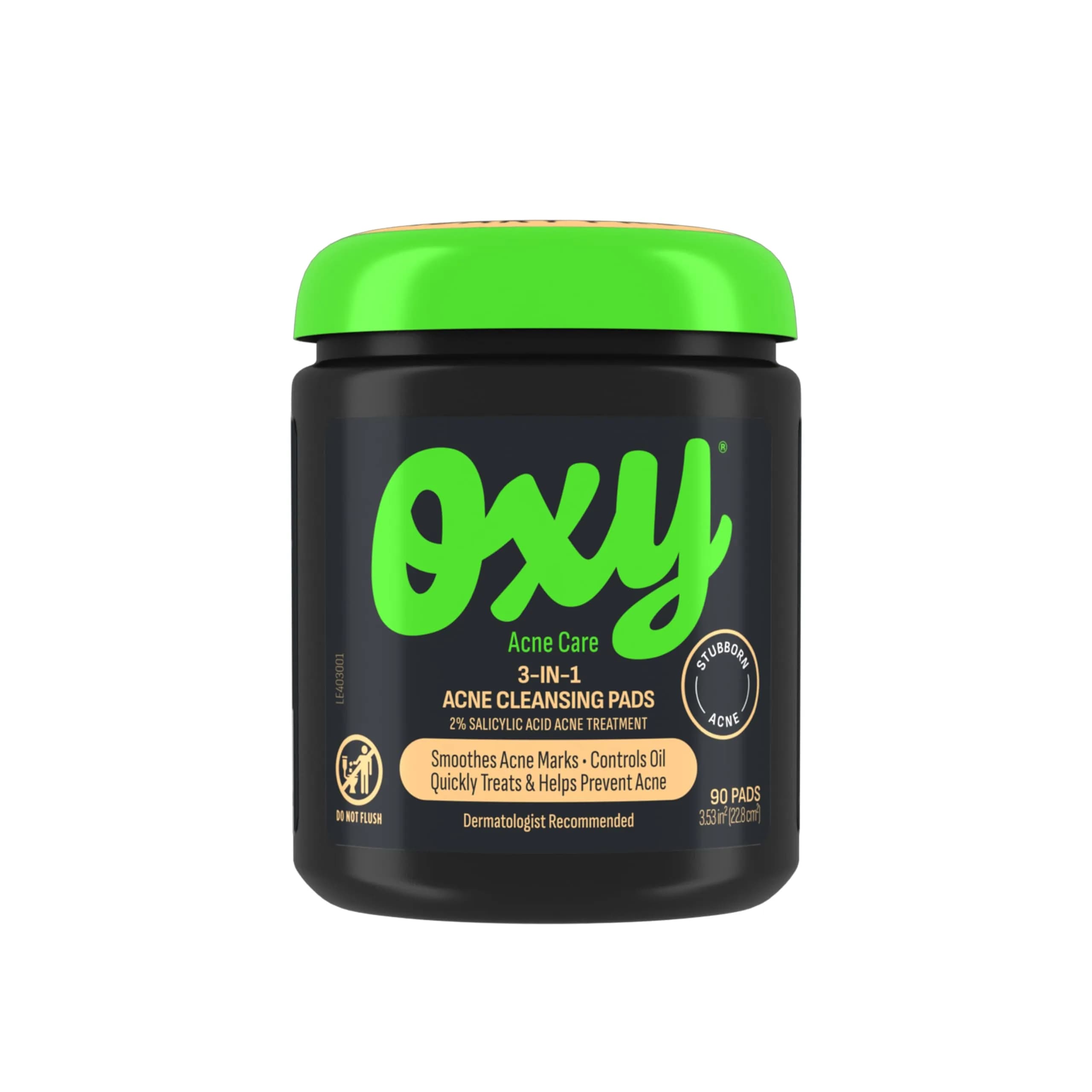 Oxy 3-IN-1 Acne Facial Cleansing Pads 90 Pads | Maximum Strength 2% Salicylic Acid for Acne