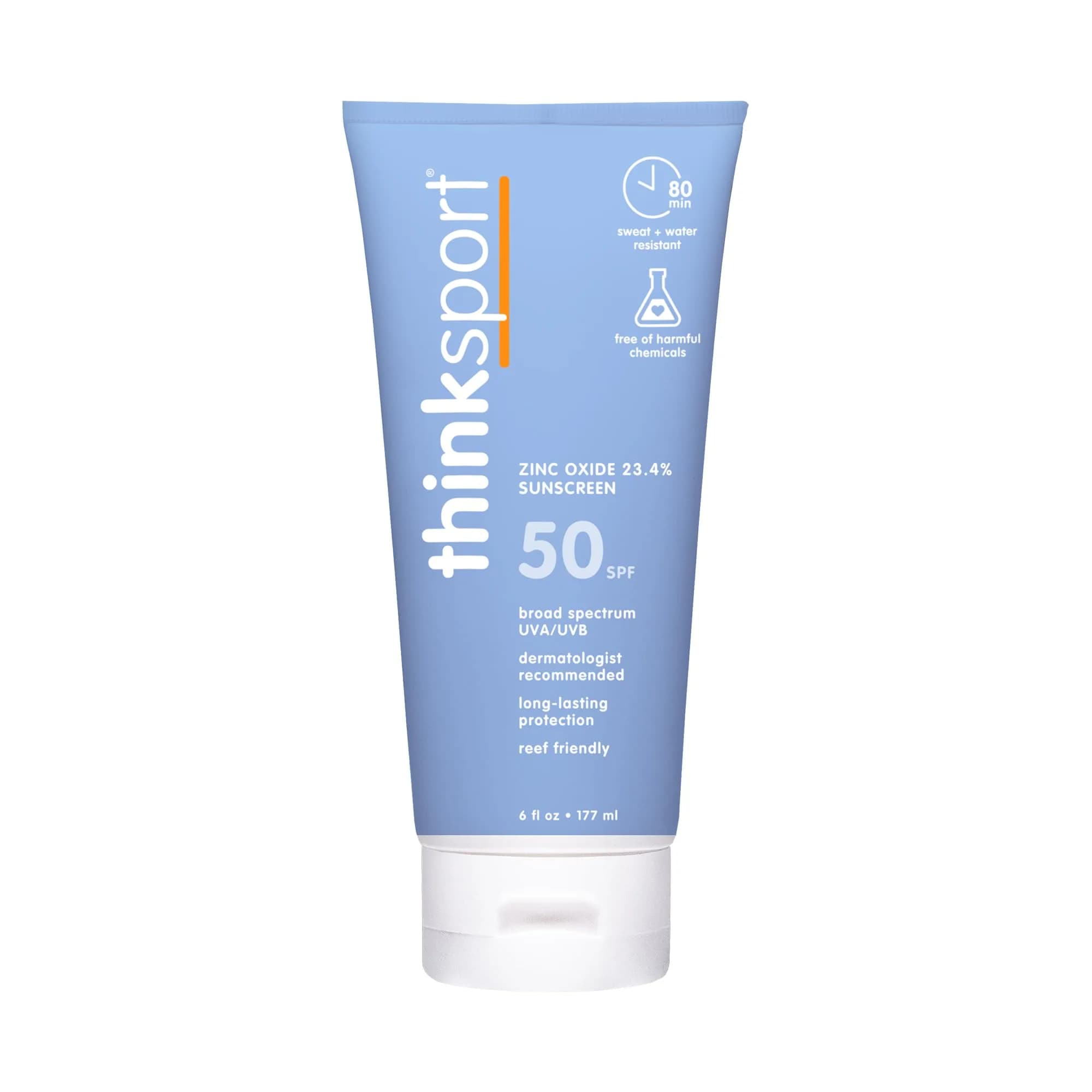 Thinksport SPF 50+ Mineral Sunscreen 177 ml (6 oz) | Safe, Natural Sunblock for Sports, Water Resistant, Reef Friendly - main product image