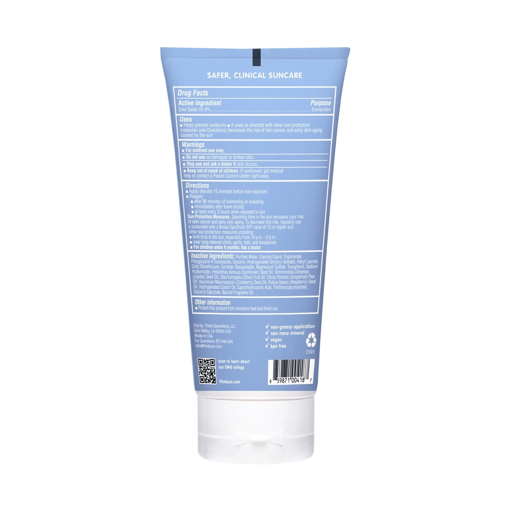 Thinksport Mineral Sunscreen SPF 50+ Zinc Oxide, Water Resistant, 170ml (6 Fl Oz) | Broad Spectrum UVA/UVB Protection - view 4