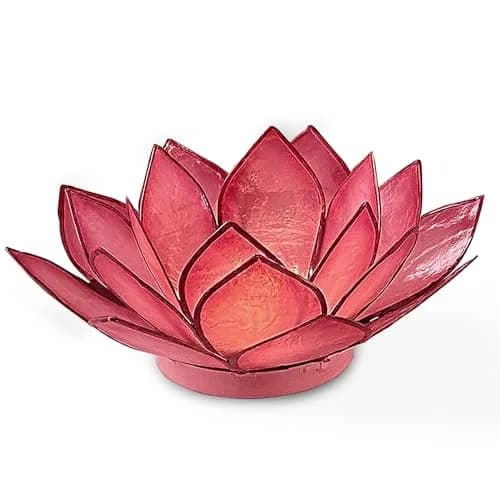 Om Gallery Capiz Shell Lotus Flower Decor Tealight Candle Holder for Serene Ambiance - Handmade Decorative Candle Holders for Meditation, Yoga, and Relaxation, Flamingo thumbnail 2