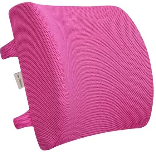 LOVEHOME Lumbar Pillow for Chair and Car | Memory Foam Back Support Cushion - Pink thumbnail 1