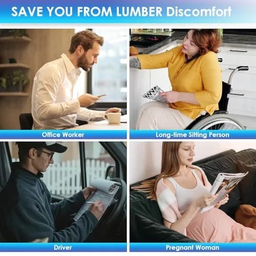 LOVEHOME Lumbar Pillow for Chair and Car | Memory Foam Back Support Cushion - Pink thumbnail 4