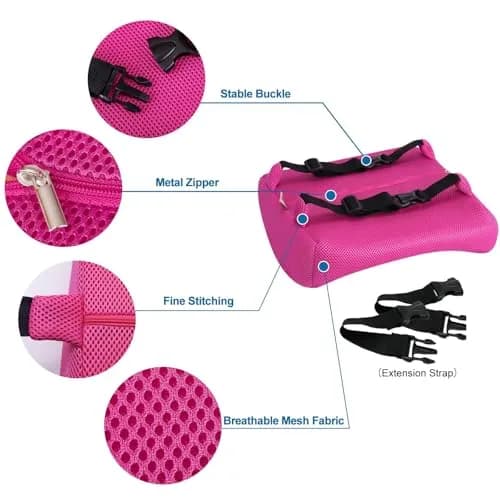 LOVEHOME Lumbar Pillow for Chair and Car | Memory Foam Back Support Cushion - Pink thumbnail 3