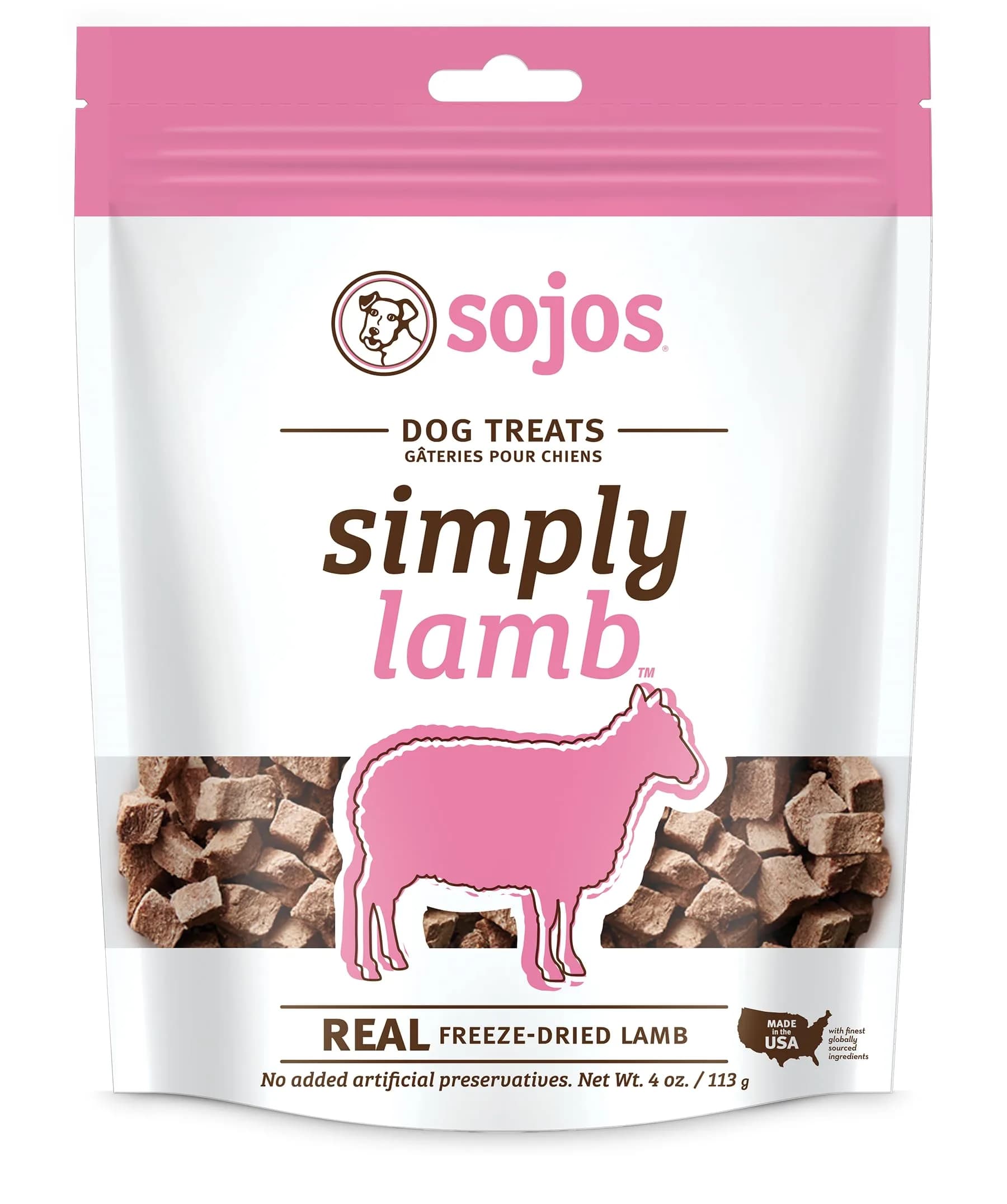 SOJOS Simply Freeze Dried Dog Treats, Grain Free, Lamb Recipe, 4 oz Bag | Natural, Raw, Freeze-Dried for All Dogs