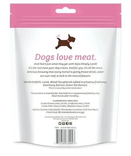 SOJOS Simply Freeze Dried Dog Treats, Grain Free, Lamb Recipe, 4 oz Bag | Natural, Raw, Freeze-Dried for All Dogs thumbnail 2